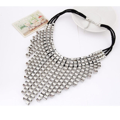 N-5275 European Design New Black Waist Mental  Rope Chain Geometry Multilayer Silver/Gold/Gun Black Collar Necklace Jewelry