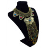 N-5692 Fashion Exaggerated Engraved Elephant Vintage Silver Golden Plated Coins Resin Beads Pendant Tassel Round Choker luxury Statement Necklace