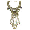 N-5692 Fashion Exaggerated Engraved Elephant Vintage Silver Golden Plated Coins Resin Beads Pendant Tassel Round Choker luxury Statement Necklace