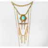 N-5699 The new European and American trade jewelry accessories multi-national wind turquoise tassel necklace chain pendant set