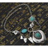 N-5697 New Fashion Bohemia Vintage Gyspy Silver Plated Big turquoise Pendant Chain Statement Necklace