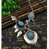N-5697 New Fashion Bohemia Vintage Gyspy Silver Plated Big turquoise Pendant Chain Statement Necklace