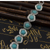 B-0563 Gypsy Tibetan Vintage Silver Bangle Bracelet Link Chain Flower Nature Turquoise Stone Bracelet for Women Jewelry Accessories