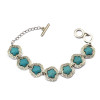 B-0563 Gypsy Tibetan Vintage Silver Bangle Bracelet Link Chain Flower Nature Turquoise Stone Bracelet for Women Jewelry Accessories