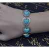 B-0567 New Fashion Vintage Silver Bangle Bracelet Jewelry Accessories Heart Shaped Nature Turquoise Stone Bracelet for Women