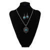 N-5709 New Fashion Turquoise Pendant Choker Necklace Bracelet Earrings Set for Women