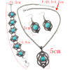 N-5709 New Fashion Turquoise Pendant Choker Necklace Bracelet Earrings Set for Women
