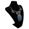 N-5711 Vintage Silver Gold Plated Big Turquoise Pendant Choker Bib Necklace Bohemian Turkish Women Retro Jewelry