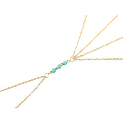 F-0271 European style gold plated long tassel blue beads waist body chain jewelry for girls