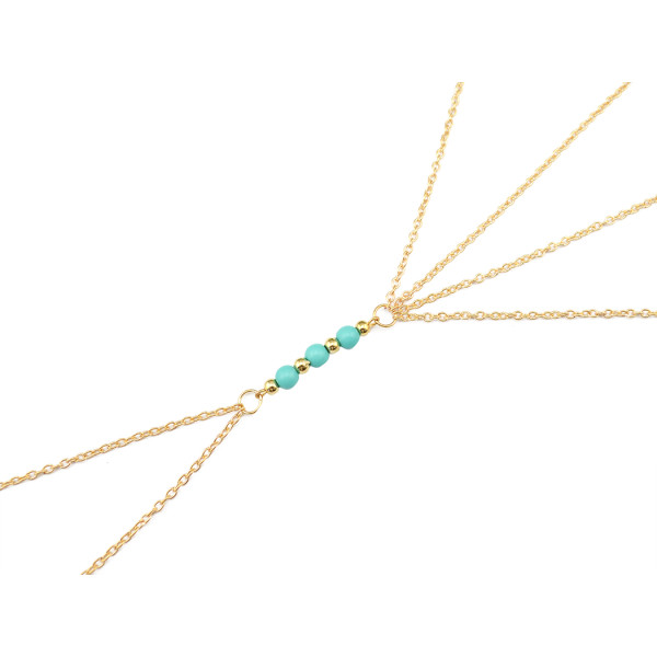 F-0271 European style gold plated long tassel blue beads waist body chain jewelry for girls