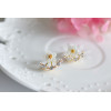 E-3547 New European Korean Fashion Popular Shell Flower Crystal Silver Plated Ear Stud  Earrings