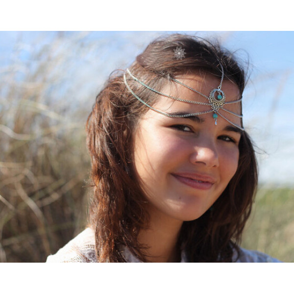 F-0268 Fashion Hair Chain Hair Band Bohemian Turquoise Tassel Hairband Wedding Headband Hair Accessories Jewelry For Women Headwear