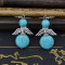 E-3553 Bohemian style turquoise beads silver plated angle wings shape rhinestone dangle earrings