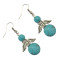 E-3553 Bohemian style turquoise beads silver plated angle wings shape rhinestone dangle earrings