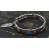 B-0571 Bohemian style vintage carved flower turquoise colorful bead leaf pendant bracelet cuff bangles