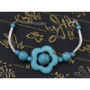B-0569 Bohemian style turquoise bead carving flower vintage bracelet bangles for women