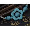 B-0569 Bohemian style turquoise bead carving flower vintage bracelet bangles for women