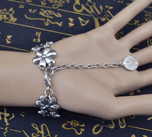 B-0566 Bohemian Vintage Silver Plated Coin Tassel Snowflake Shape Pendant Chain Bracelet Bangle Jewelry For Womens