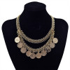 N-5718 New Fashion Bohemian Vintage Gold Coin Necklaces & Pendants Metal Link Chain Bib Collar Statement Necklace