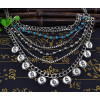 N-5728 New Fashion Bohemia Silver Plated Coin Fringe Multilayer Chain Charm Alloy Statement Necklace
