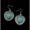 E-3552 Bohemian vintage style sliver plated heart shape turquoise beads pendant dangle earrings for womens