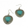 E-3552 Bohemian vintage style sliver plated heart shape turquoise beads pendant dangle earrings for womens