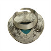 R-1244 Bohemian Style Tibet Silver Carved Vintage Flower Big Turquoise Heart Stone Women Ring