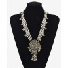 N-5735 Bohemian style silver chunky chain hollow out rhinestone plum flower bell ball tassel luxury shinning pendant necklace,boho chic beachy  statement necklace