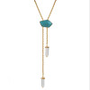 N-5495 Fashion style gold silver plated alloy blue long chain crystal turquoise pendant necklace