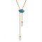 N-5495 Fashion style gold silver plated alloy blue long chain crystal turquoise pendant necklace