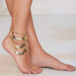 New Fashion Trends European Korea Gold Plated Multilayer Chain Beauty Anklets