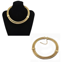 N-5744 New Korea fashion style gold plated round double chain choker necklace