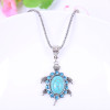 N-5749 New design Fashion Lovely Sliver Plated Turquoise Blue Rhinestone Tortoise Elephant Peacock Pendant Necklace Jewelry for Women