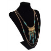 N-5752-S Bohemian style multu layer gold chain carved vintage flower rivet turquoise bead tassel pendant necklace boho ethnic women jewellery