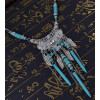 N-5752-S Bohemian style multu layer gold chain carved vintage flower rivet turquoise bead tassel pendant necklace boho ethnic women jewellery
