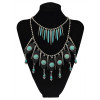 N-5750 New Arrive Bohemia Multilayer Chain Turquoise Rivet Tassel Statement Necklace