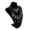 N-5750 New Arrive Bohemia Multilayer Chain Turquoise Rivet Tassel Statement Necklace