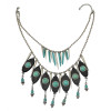 N-5750 New Arrive Bohemia Multilayer Chain Turquoise Rivet Tassel Statement Necklace