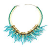 N-5759 European style rope glass blue seed beads chain coral flower multi tassel choker bib statement necklace for women accessories