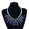 N-5759 European style rope glass blue seed beads chain coral flower multi tassel choker bib statement necklace for women accessories
