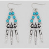 E-3559 Bohemian Retro Tibetan Silver Gold Plated Blue Resin Bead Geometry Tassel Long Dangle Earrings For Women Jewelry