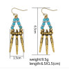 E-3559 Bohemian Retro Tibetan Silver Gold Plated Blue Resin Bead Geometry Tassel Long Dangle Earrings For Women Jewelry
