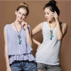 N-5766 Bohemian style silver gold snake chain emerald crystal rhinestone stone handmade braid thread tassel long pendant necklace earrings set