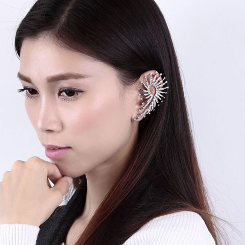 E-3556 European Style gold Plated branch shape crystal clip earrings fashion jewelry
