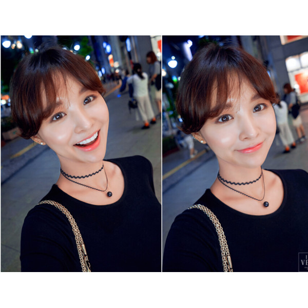 N-5765 New Fashion  Wave Lace Collar Pearl Pendant Necklace Double Women Clavicle Chain