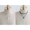 N-5765 New Fashion  Wave Lace Collar Pearl Pendant Necklace Double Women Clavicle Chain
