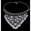 N-5762 New  Arrived  European  Women Fashion Coin Tassel  Silver  Plated  Statement Necklace