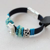 B-0583 Bohemian Leather Chain Magnetic Clasp Beads Rhinestone Crystal Bracelet