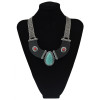 N-5774 Bohemian Vintage Silver Gold Plated Width Chains Turquoise Stone Beads Moon Collar Choker Necklace for Women Jewelry