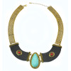 N-5774 Bohemian Vintage Silver Gold Plated Width Chains Turquoise Stone Beads Moon Collar Choker Necklace for Women Jewelry